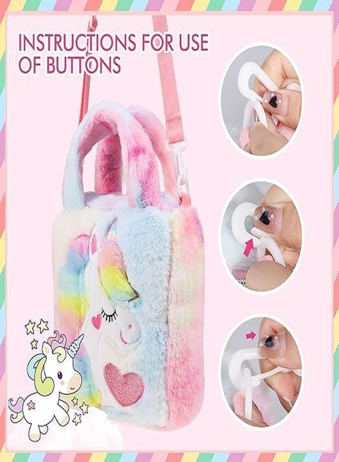 Keetly Unicorn Plush Handbag For Girls || Shoulder Bag with Adjustable Shoulder Strap || Handbags for Toddler, Little Girl || Unicorn Beautiful Bag (Pc1, Multi) - Image 3